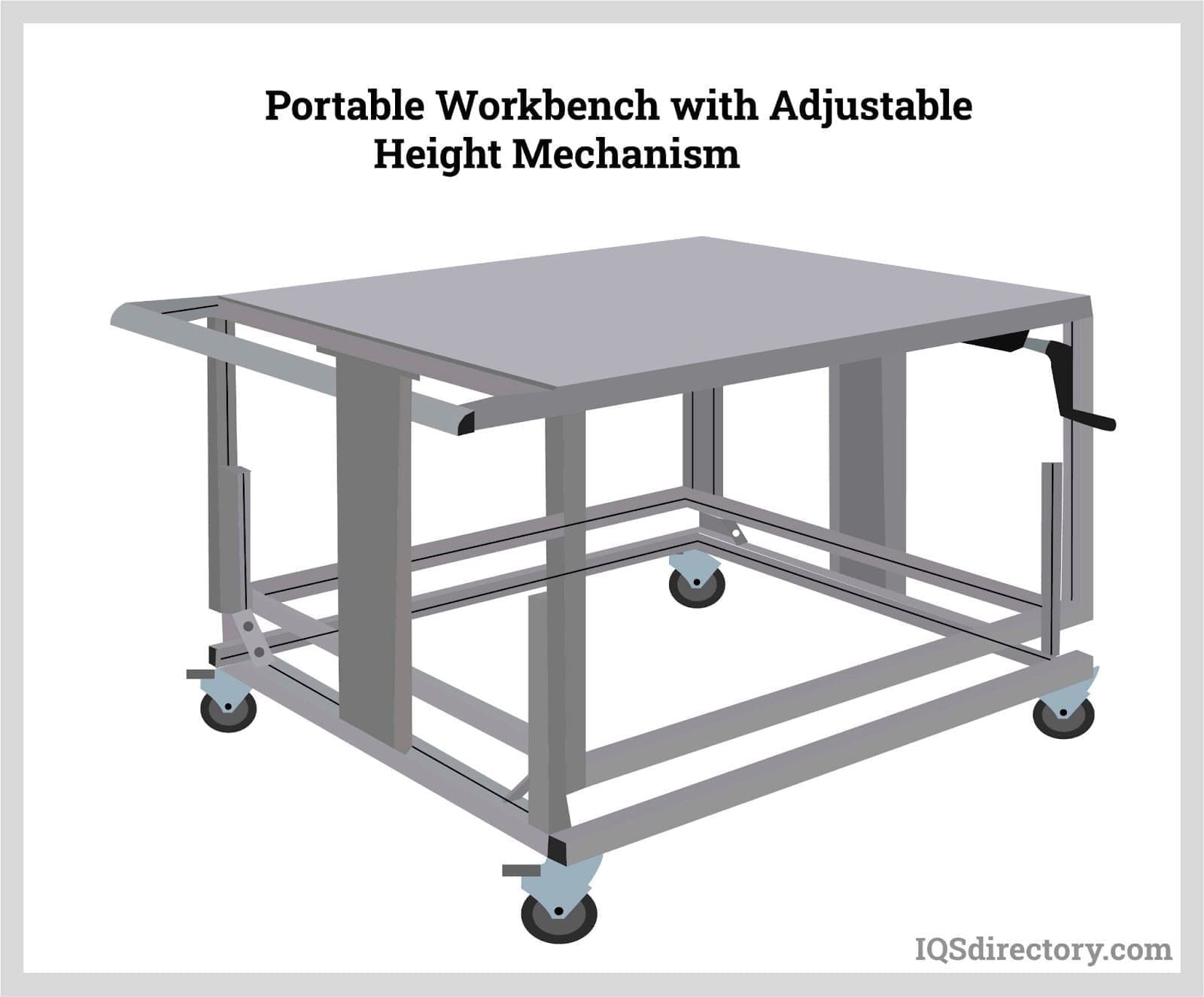 portable workbench with adjustable height mechanism